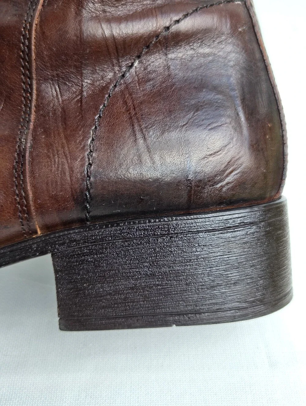 ALDO Men’s Brown Leather Ankle Boots Square Toe Zip Studded Accents Size-41 US8